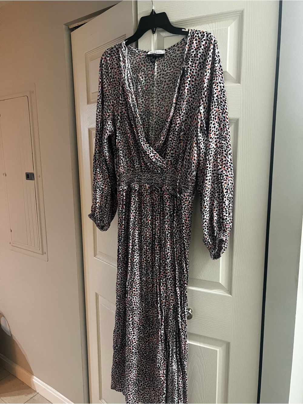 Eloquii Pink and Black Printed V-Neck Midi Dress